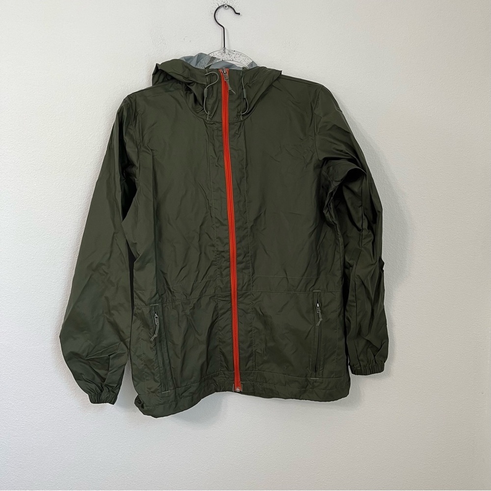 Columbia Women's Size S Hooded Green Windbreaker Jacket Green Nylon Zip Up